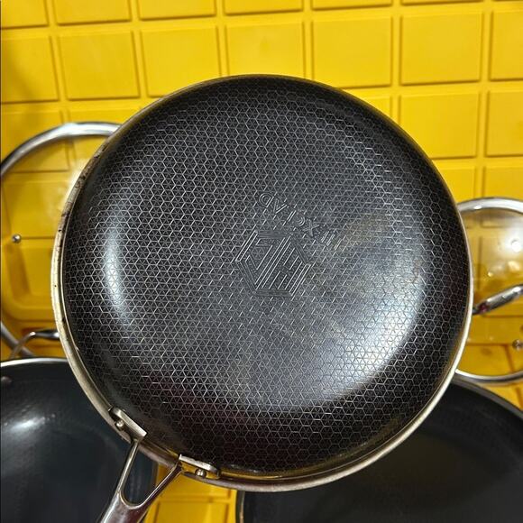HEXCLAD 7-Piece Nonstick Stainless Steel Frying Pan Set 8 10 12- Lids Wok $600 - Picture 8 of 10
